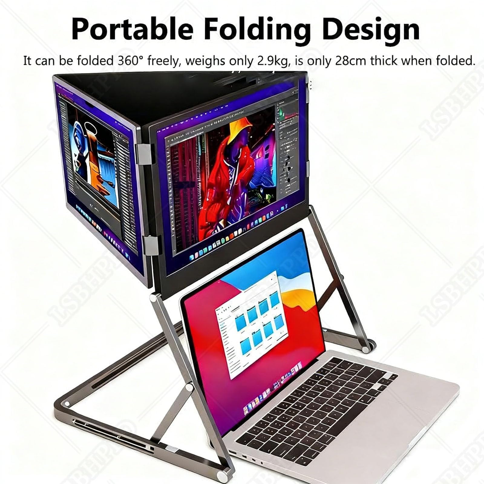 15.6” Monitor Portátil Triple Pantalla,Extensor Pantalla Portátil Fhd 1080p 120% Srgb,Plug and Play con USB-C/HDMI,Compatible con Portátiles 14-15.6 Pulgadas – Ideal para Trabajo Y Vi 15.6in — view 6