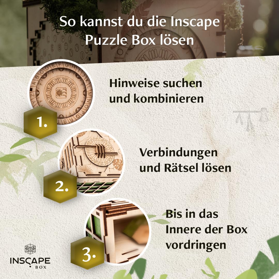 INSCAPE Maya´s Myths - Escape Room Spiel - XL Rätselbox Holz - Escape Box - 3D Puzzle Box - Knobelspiele für Erwachsene - Geburtstagsgeschenk für Erwachsene - Geschenkbox - Cluebox