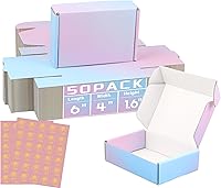 Vista 13 de Paquete de 50 cajas de envío pequeñas de cartón corrugado para embalaje de pequeñas empresas, 6 x 4 x 2 pulgadas, cajas de regalo con gradientes