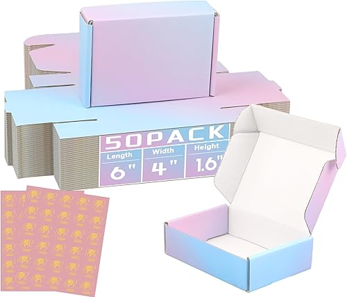 Miniatura 30 de Cajas de envío pequeñas de 6 x 4 x 2 pulgadas para pequeñas empresas, paquete de 30 cajas de correo moradas, caja de embalaje de cartón corrugado