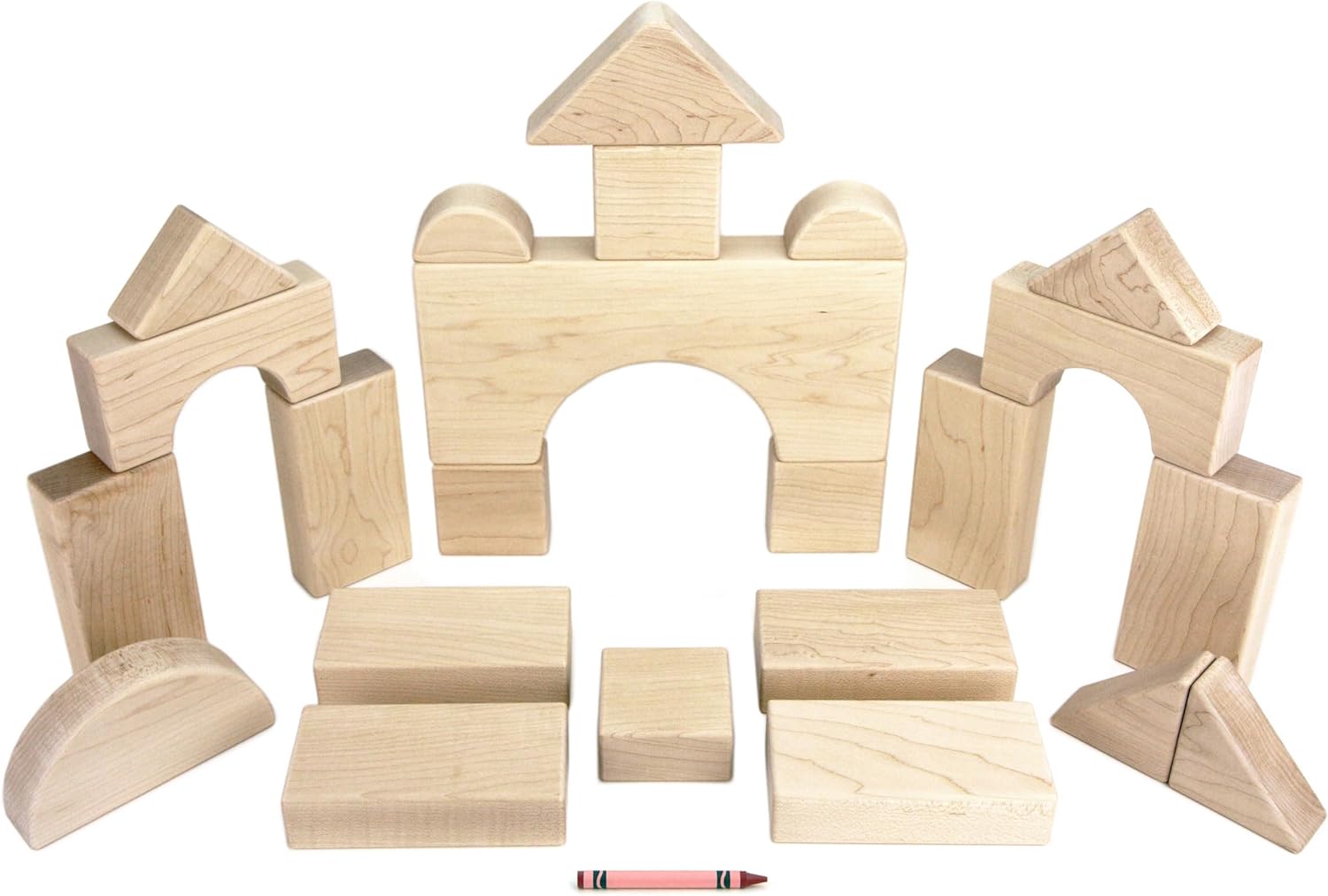 23 pc Toddler Chunky Set Wood Building Blocks, Hard Maple Standard Unit Blocks, Made in USA Heirloom Quality Toys