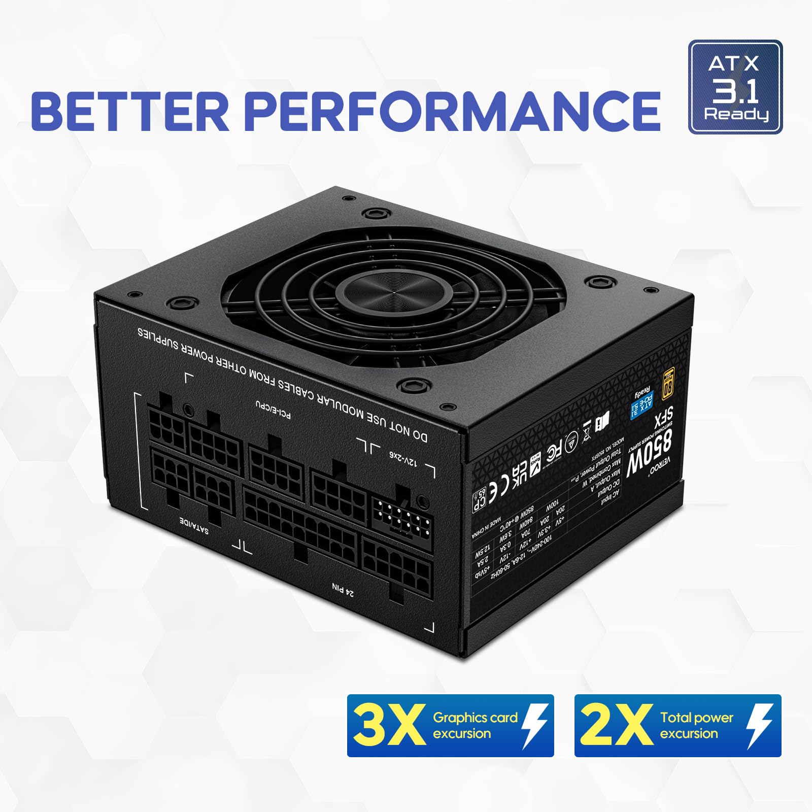 Amazon | Vetroo 850W SFX 電源 ATX 3.1 & PCIE 5.1対応、80 Plus Gold