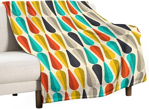 Miniatura 70 de Manta de tiro floral retro de los años 70, estilo bohemio, ondulado, geométrico, hippie, lindas flores, amarillo y naranja, manta con estampado