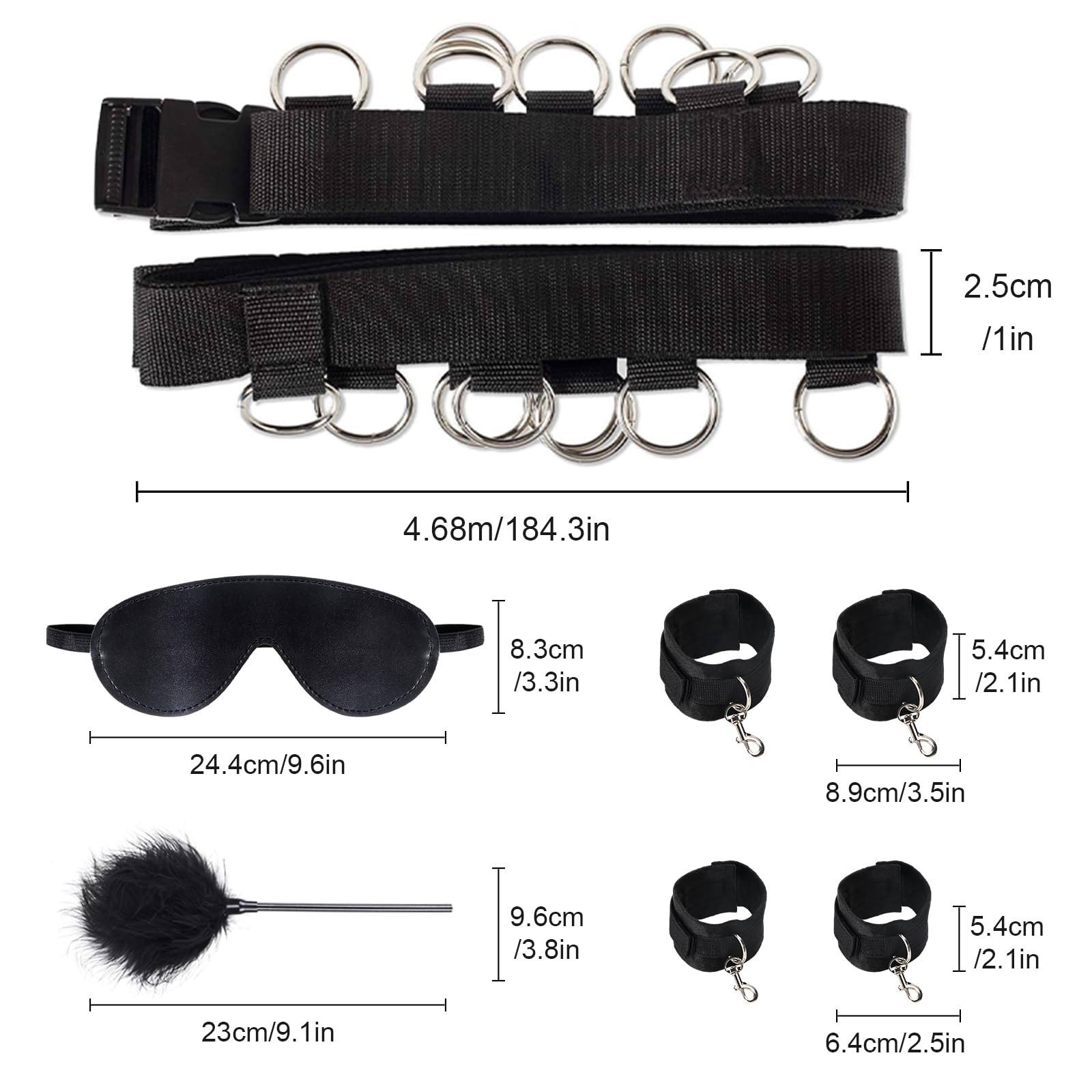 14 Piezas SM Bondage Kit, SM Bondage Cama Esclavitud de Sujeción Kit con Plug Anal Butt Plug Máscara y Sexual Esposas, Erótico BDSM Restraints Kits Set Juguetes Sexuales para Principiantes y Expertos