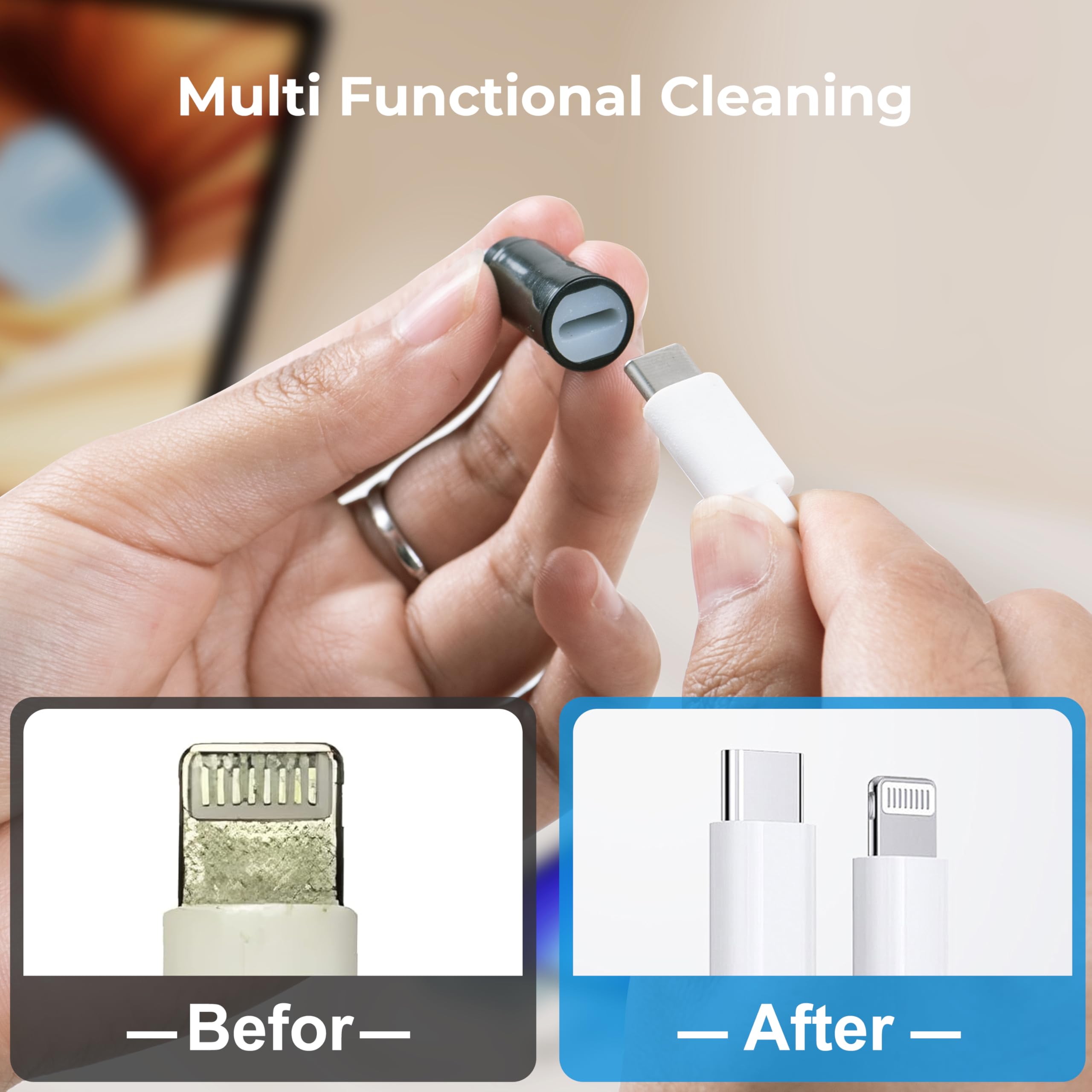 Kit Pulizia Porte Ricarica IPhone E Android - Set Professionale Con Gancio E Spazzole - Foto 8