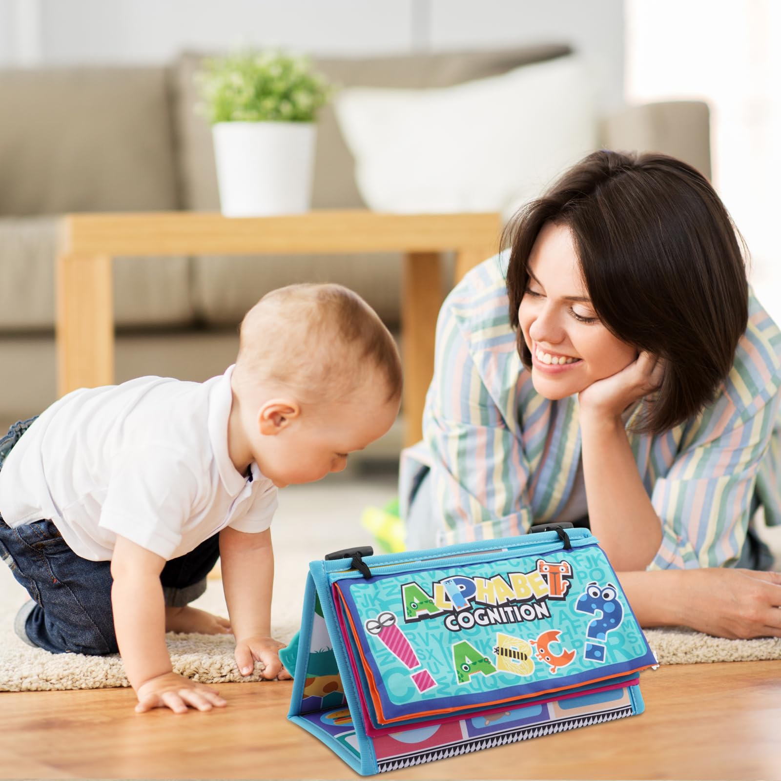 Montessori Lustro dla niemowląt z czarno-białymi książkami sensorycznymi, składana książka z tkaniny z kontrastowym wzorem, lustro dla dziecka, zabawka, prezent dla noworodka dzieci 0-9