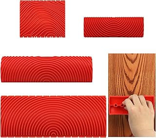 4 PCS Wood Grain Tool,Rubber Wood Graining Painting Tool, DIY Grain Painting Tool for All Surfaces and Wall Room Art Decoration, Household Wall Art Paint