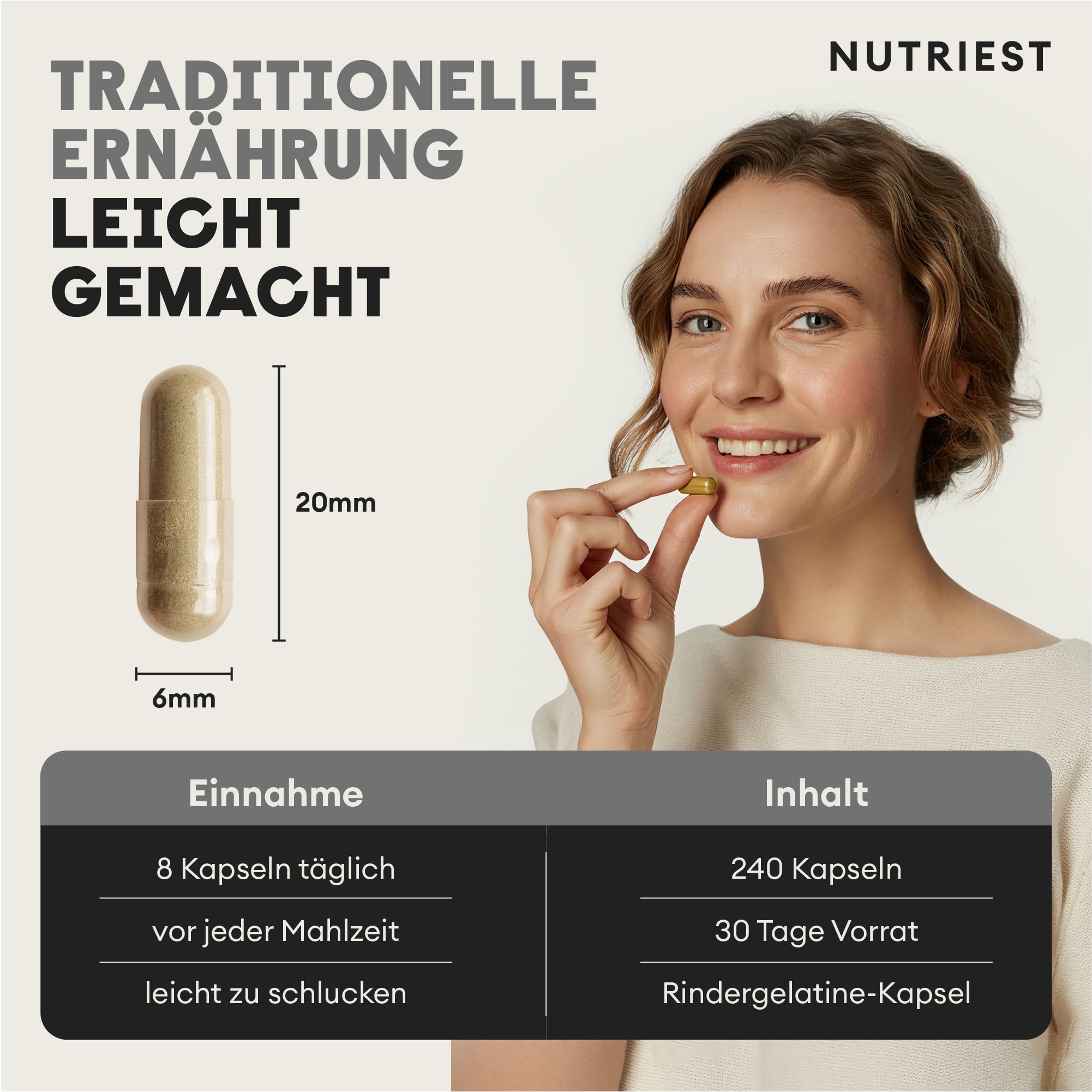 Cápsulas de hígado de res Nutriest (240 cápsulas) complejo de órganos de res 6 en 1 Carne de res orgánica europea alimentada con pasto 100% criada en pastura - Para energía, inmunológico y vitalidad