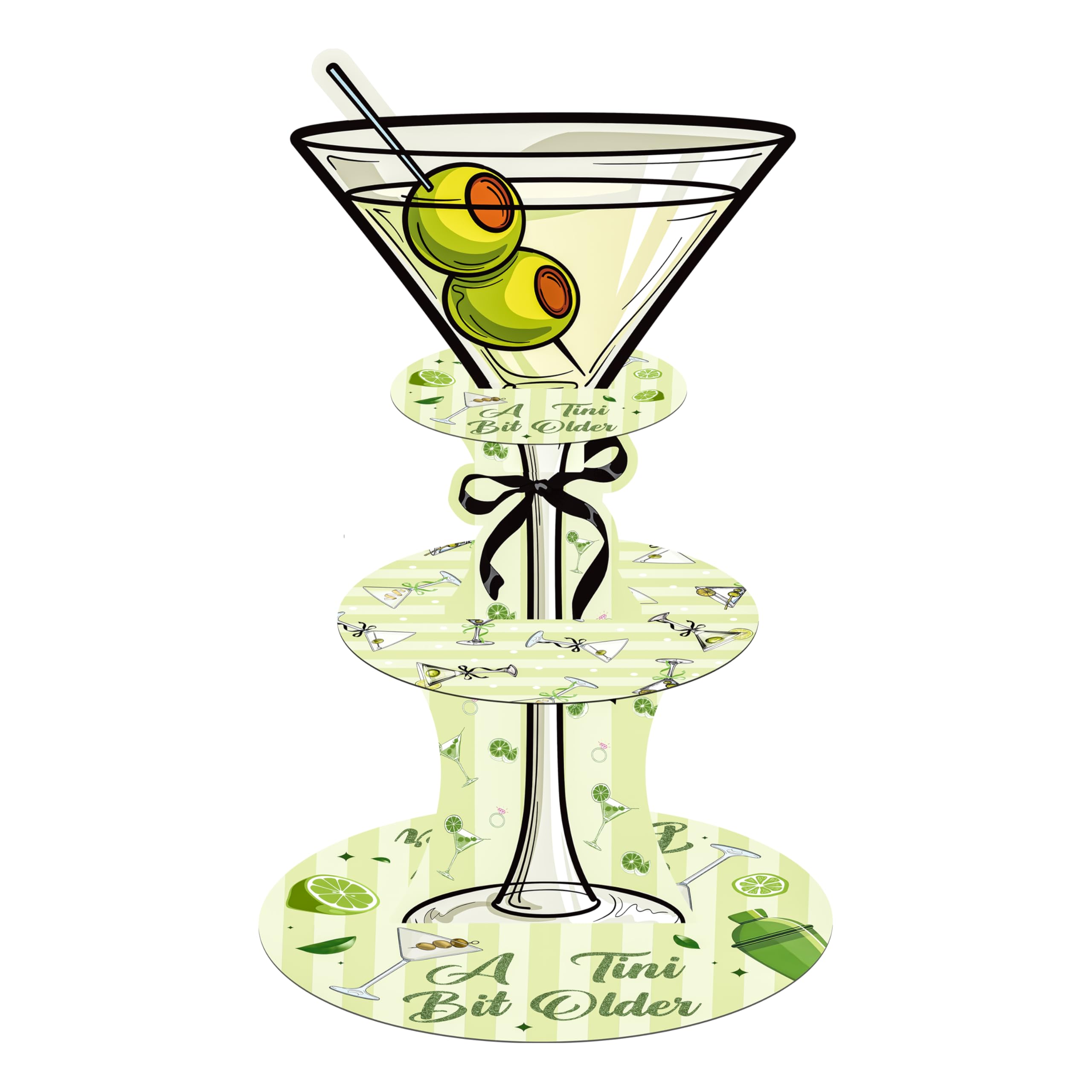 Martini Party Cupcake Stand for Martini Birthday Party Decoration 3 Tier A Tini Bit Older Party Cupcake Holder Martini Cocktail Theme Dessert Tower for Tini Bar Party Bachelorette Party Supplies