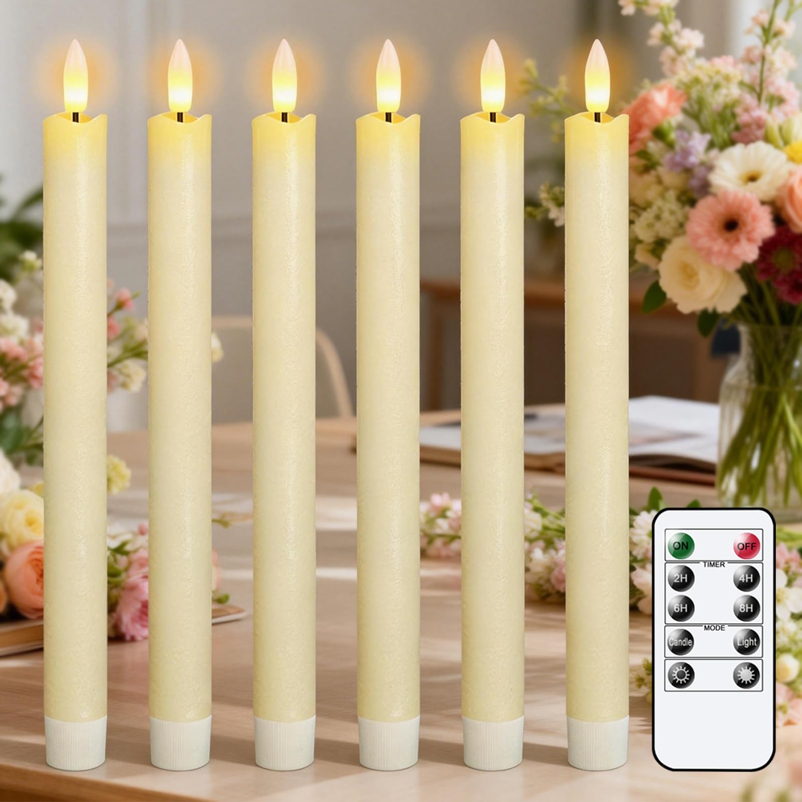 Eldnacele Led Taper Candles Flickering With TimerBattery Operated Flameless RemoteReal Wax Dinner For Christmas Home Wedding from B&Q
