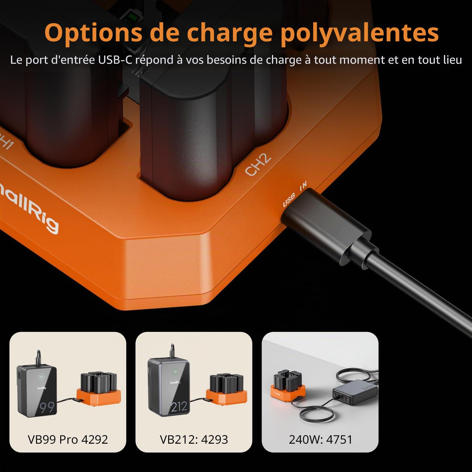 SMALLRIG EN-EL15c Chargeur de Batterie à 4 Canaux pour Nikon, Charge Rapide PD45W (3 h), Indicateur LED, Batteries pour Nikon ZR, Z6III, ZF, Z8, Z7II, Z7, Z6II, D850, D810, D780, D750, D500, D7500