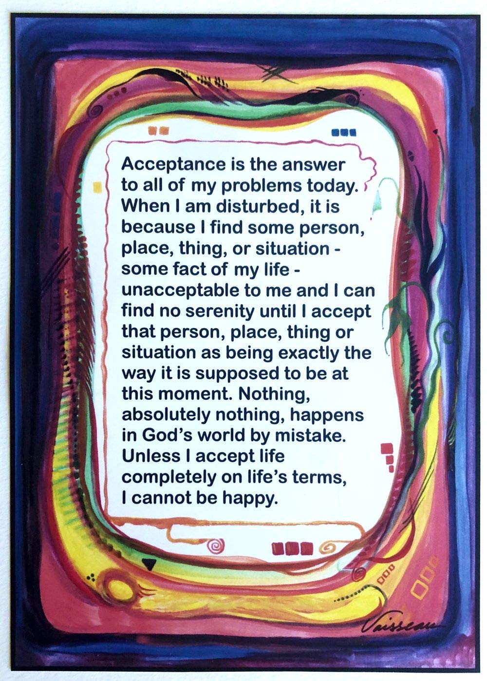 Acceptance AA recovery poster - Heartful Art by Raphaella Vaisseau