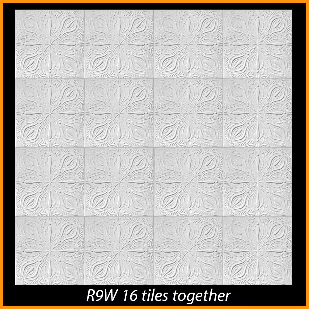 Styrofoam Glue Up Ceiling Tiles White 20x20 R9W Pack of 8