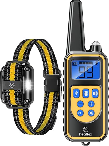 Heaflex Collar eléctrico de entrenamiento para perros con control remoto de 1640 pies, E-Shock, modos de entrenamiento seguros, collares