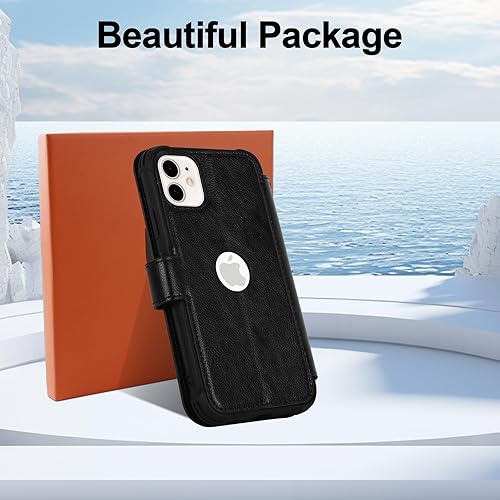 Miniatura 5 de VANAVAGY Funda tipo cartera compatible con iPhone 11 para mujeres y hombres, funda de piel con tapa RFID con soporte para muñecas, carga inalámbrica