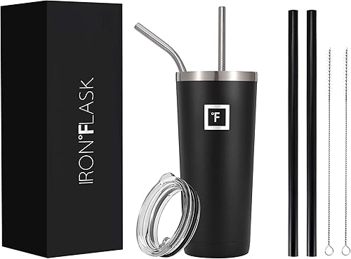 IRON FLASK Vaso clásico de 16, 24 o 32 onzas, acero inoxidable aislado al vacío, frío o caliente, moderno de doble pared, simple vaso térmico de