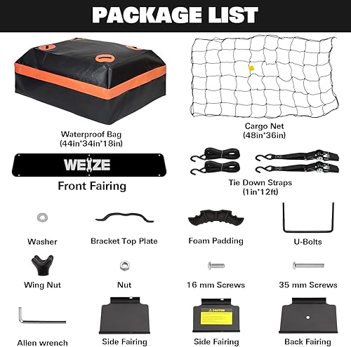Miniatura 4 de WEIZE Portaequipajes resistente de 54 x 34 pulgadas, cesta de carga para techo con bolsa impermeable, correa de amarre, red, extensión de estante y