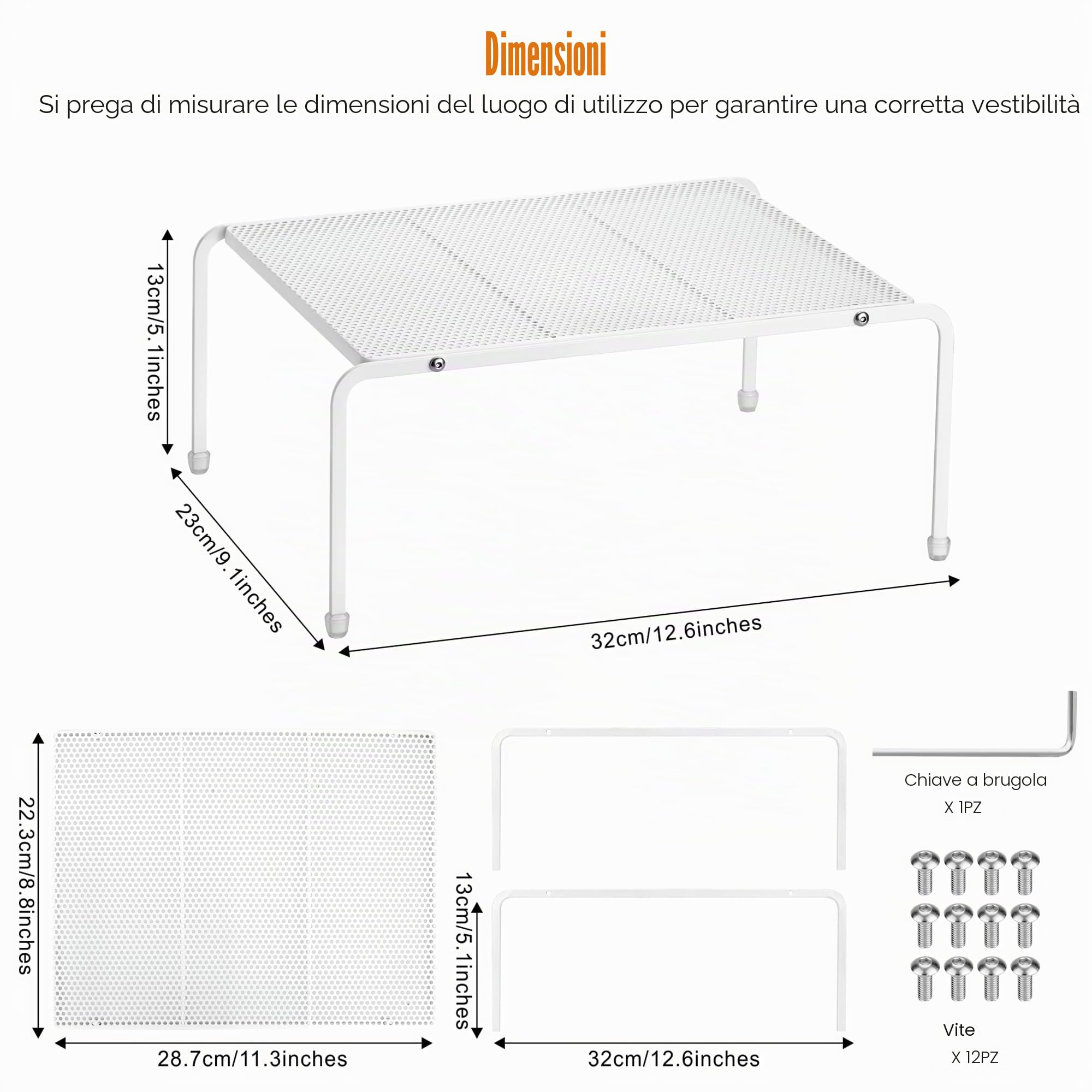 QIWODE Set di 3 organizzatori per armadio da cucina, mensola in metallo per spezie, piatti, vasetti, tazze, divisorio per cucina, dispensa, armadio, ufficio, bancone e frigorifero