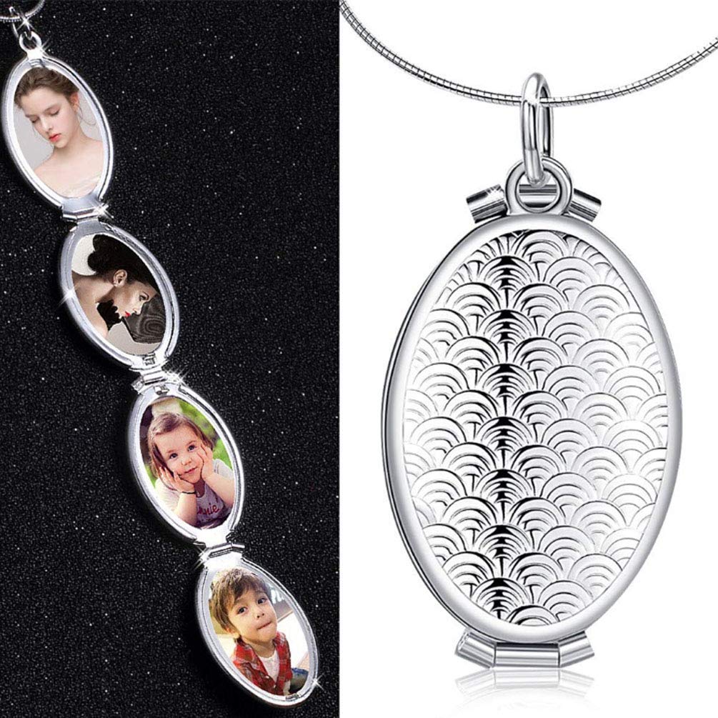 Turelaughfish Scale Oval Locket Slot Photo Frame Pendant