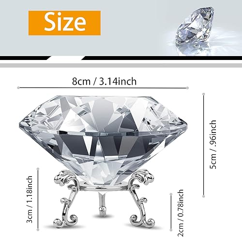 Miniatura 9 de MerryNine Decoración de pisapapeles de diamante transparente K9 de 3.937 in con base triangular plateada, decoración de boda, tienda, hogar,