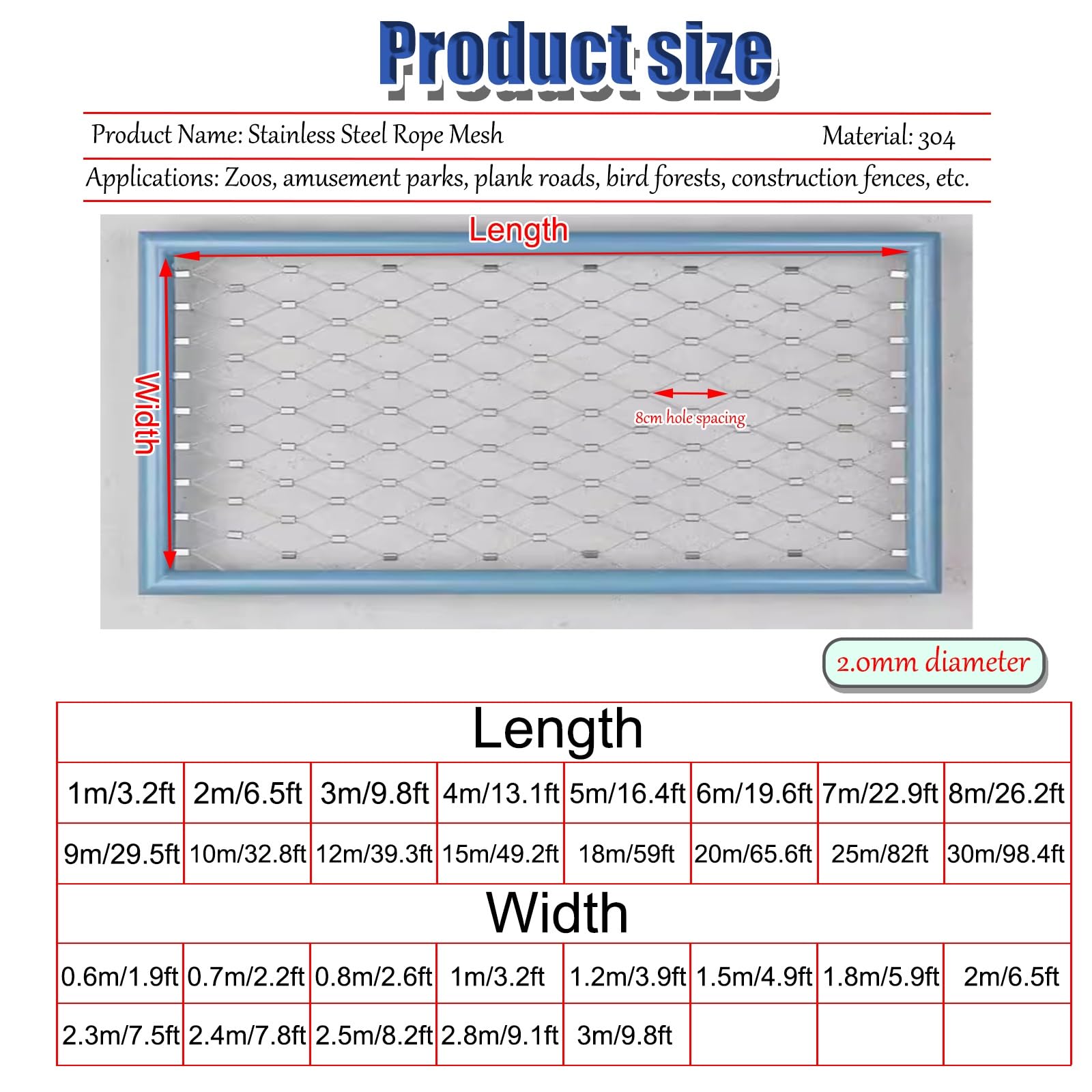 Rete di sicurezza flessibile in metallo resistente, griglia di sicurezza multiuso, per balconi e scale, 6 x 0,7 m, pannello di protezione per animali domestici e bambini, soluzione di sicurezza