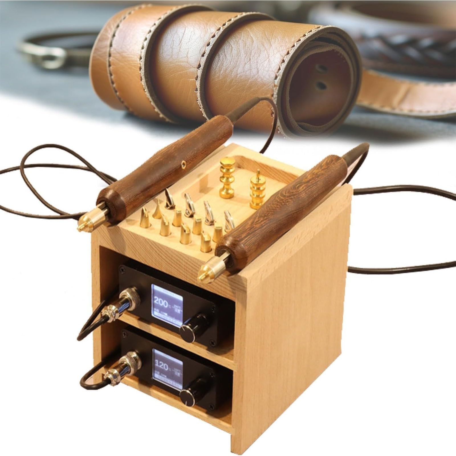 Macchina per piegare la pelle, pressa elettrica a caldo, 110 V-230 V, con 14 punte regolabili, per lucidare e piegare i bordi in pelle fai da te, temperatura 80-480 ℃