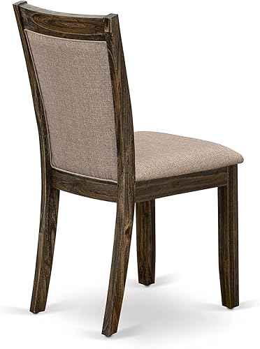 Miniatura 6 de East West Furniture Monza Parson - Juego de 2 sillas acolchadas de tela de lino color caqui oscuro, estilo jacobeo envejecido