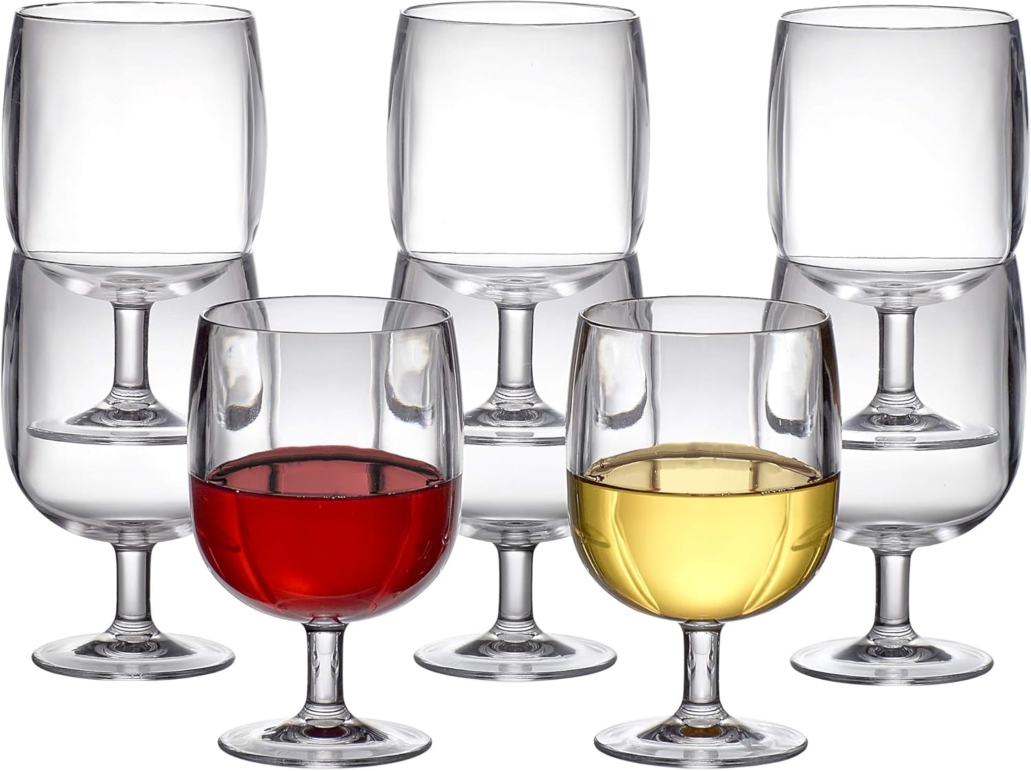 Amazing Abby - Stacy - 12-Ounce Stackable Plastic Wine Glasses (Set of 8), Reusable Plastic Wine Glasses, BPA-Free and Shatter-Proof, Perfect for Poolside, Outdoors, Camping, and More - Image 2