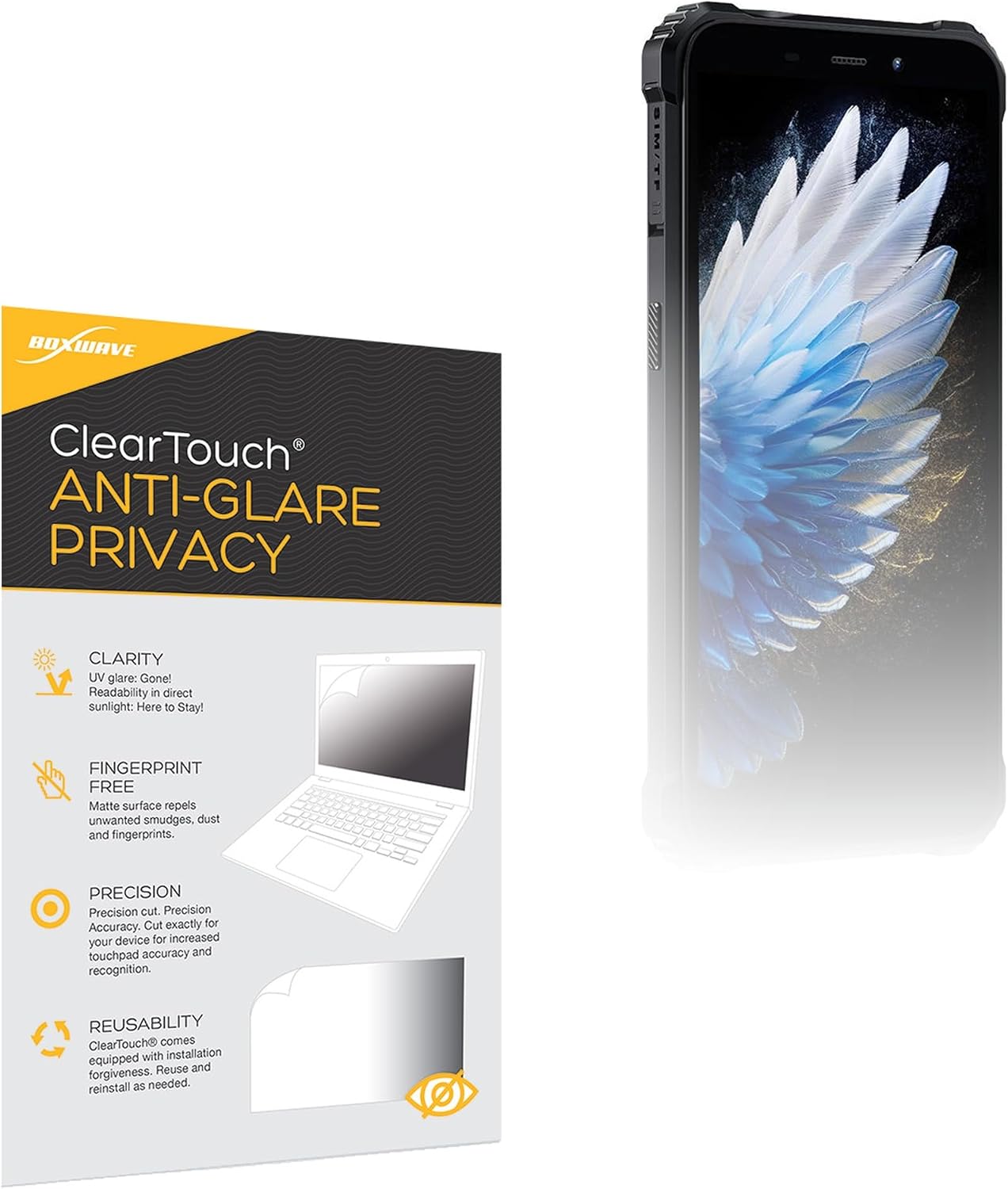 BoxWave Screen Protector Compatible With Oukitel G3 - ClearTouch Anti-Glare Privacy (2-Pack), Privacy Screen Protector Flexible Film Anti-Glare