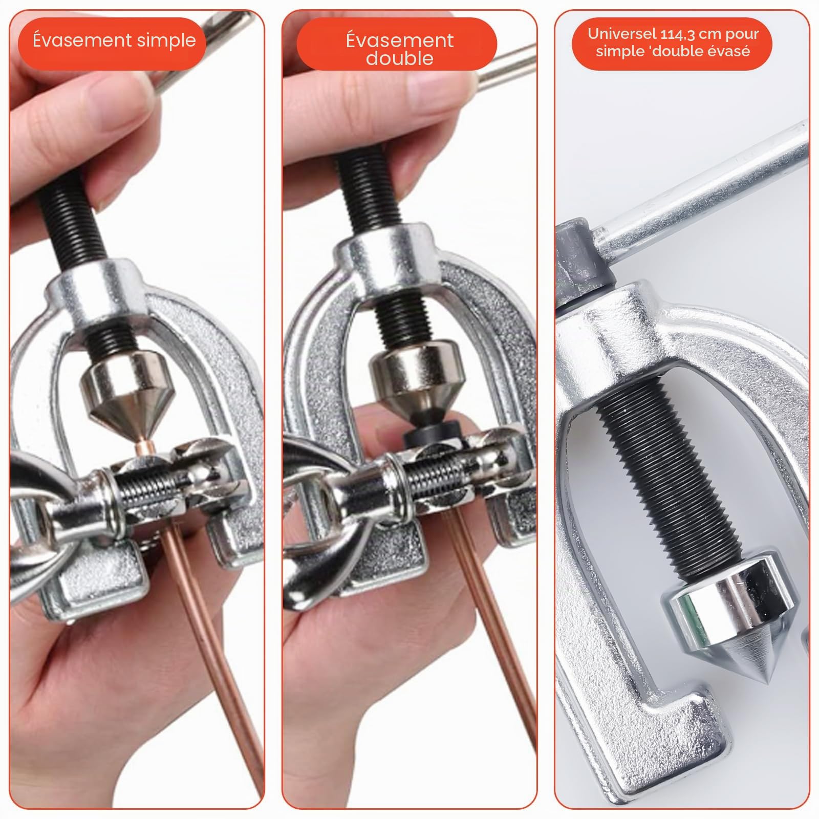 Leikurvo Kit de serrage pour conduites de frein avec outil d'expansion, outil d'expansion avec coupe-tube 3/16"|1/4"|5/16"|3/8"|1/2", outil de tuyau de frein double et simple pour atelier automobile