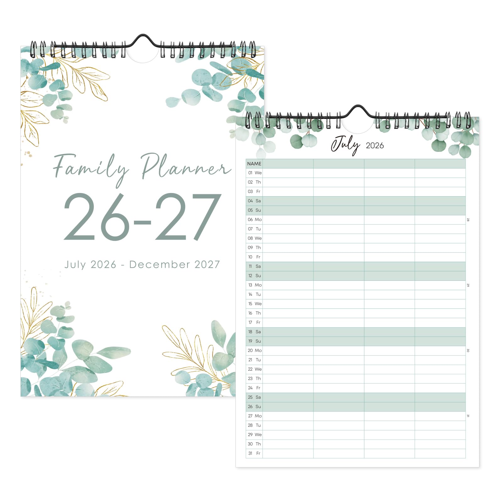 2026-2027 Family Calendar, 4 Columns Layout Family Planner from Jul.2026 - Dec.2027, Slimline 2026/27 Wall Calendar for Daily Scheduling & Work Organisation
