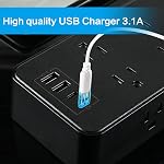 Protecteur de surpression de barre de puissance 10 C'est parti. Lylilidy Cord d'Exetnsion Flat Plug avec 8 Sorties 4 USB Ports(2 USB C), Wall Mount for Home Office College Dorm Room Essentials (Noir)