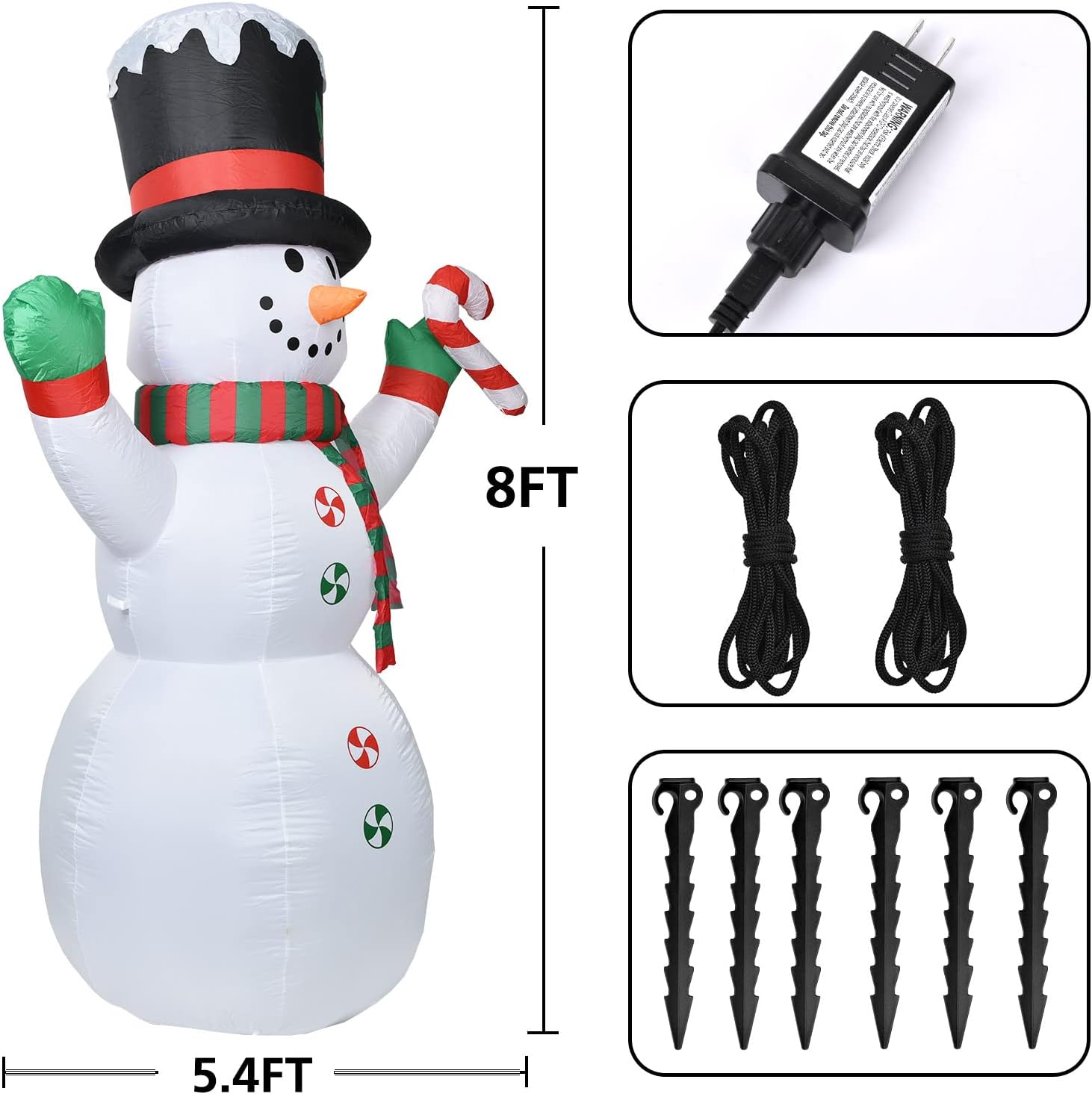 DearHouse 8 FT Inflatable Christmas Snowman, Rotating 7 Color Changing Led Lights Xmas Holiday Blow Up Family Party Decoration Yard Lawn Indoor Outdoor Inflatables - Image 5