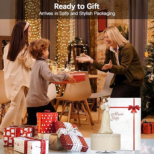 Miniatura 7 de Saeifin Caja de música estatua esculpida de mamá y bebé, figura coleccionable pintada a mano, Día de la Madre, Acción de Gracias, regalo de