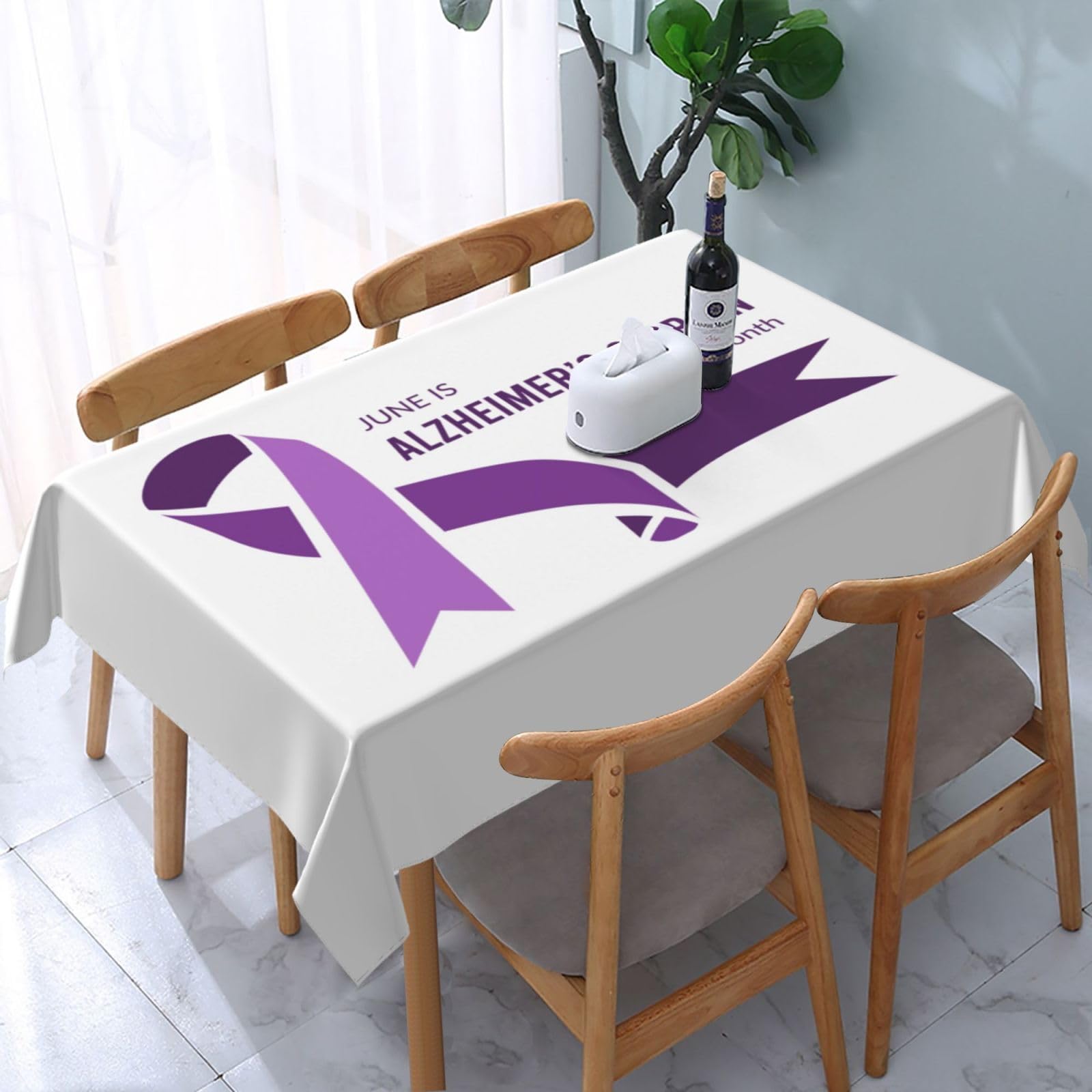 JunHeArt Alzheimer'S & Brain Awareness Month Tablecloth Rectangle Table Cover Washable Table Cloths Decor For Kitchen 54" X 72"