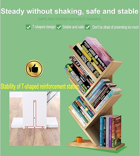 Miniatura 7 de Estantería de árbol de 4 niveles, estantería de pie para libros que ahorra espacio, estante organizador de almacenamiento de revistas, estante de