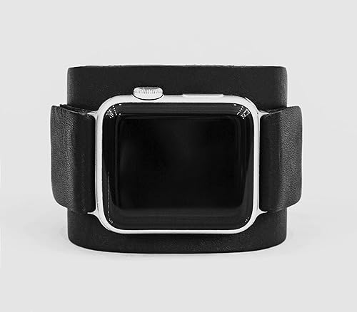 Miniatura 5 de wide Leather cuff band compatible with Apple watch 38mm 40mm 41mm 42mm 44mm 45mm 46mm 49mm, Handmade UA 1540