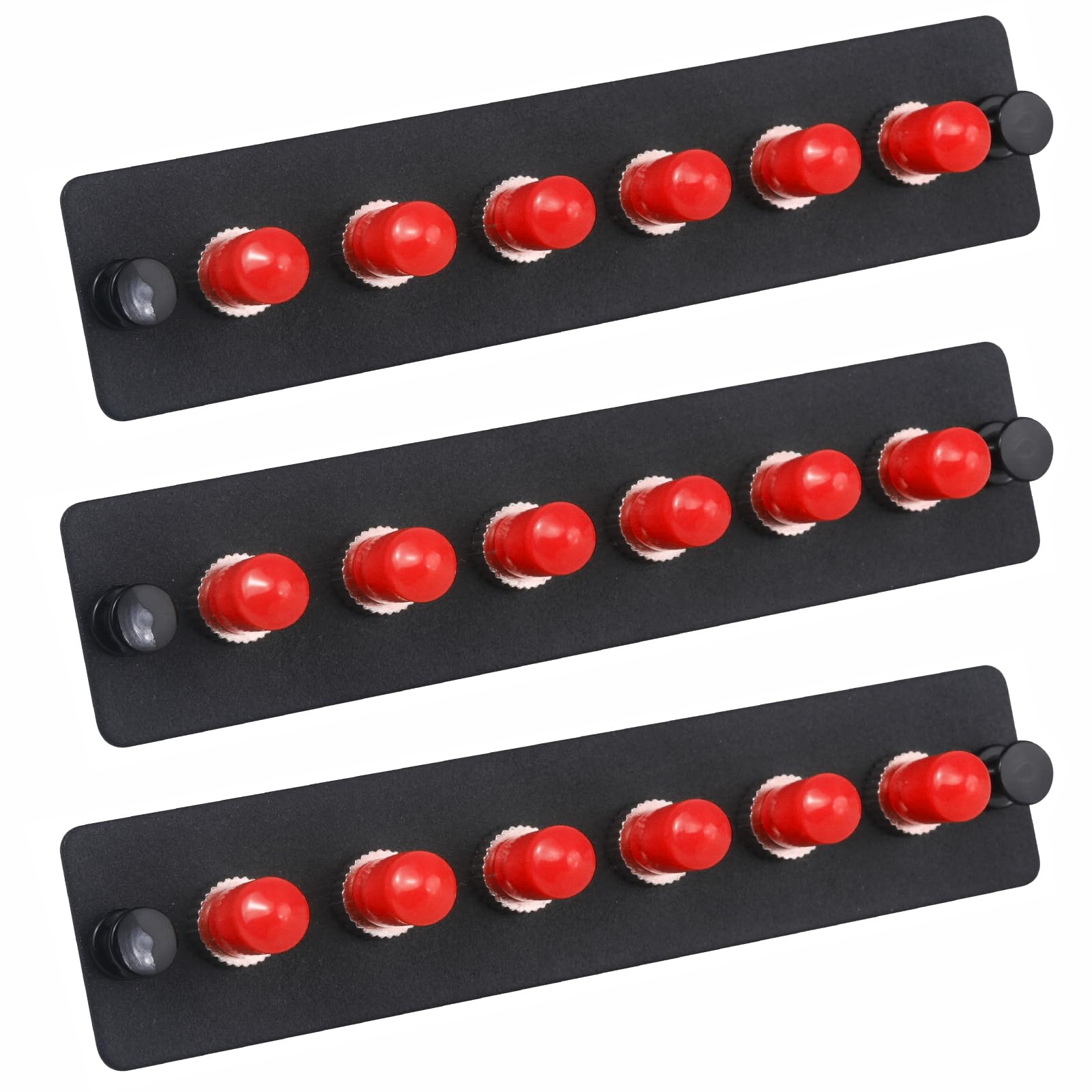 Lot de 3 panneaux de brassage Simplex ST en fibre avec adaptateurs Simplex monomode rouge ST 6 ports fibre