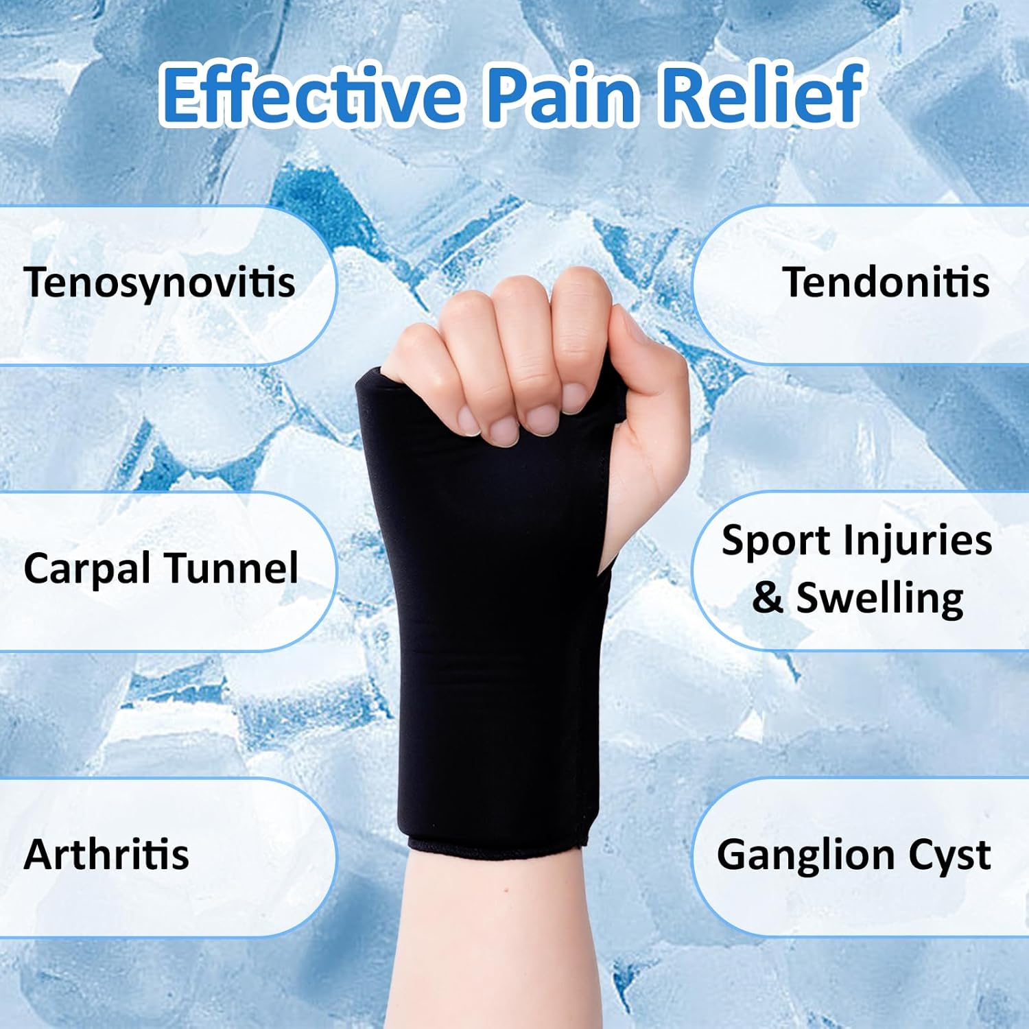 Wearable Thumb Wrist Ice Pack for Pain Relief, Reusable Soft Gel Ice Pack, for Injuries Surgery Recovery Hot Cold Compress Therapy for Carpal Tunnel Tendonitis Swelling Arthritis - Image 5