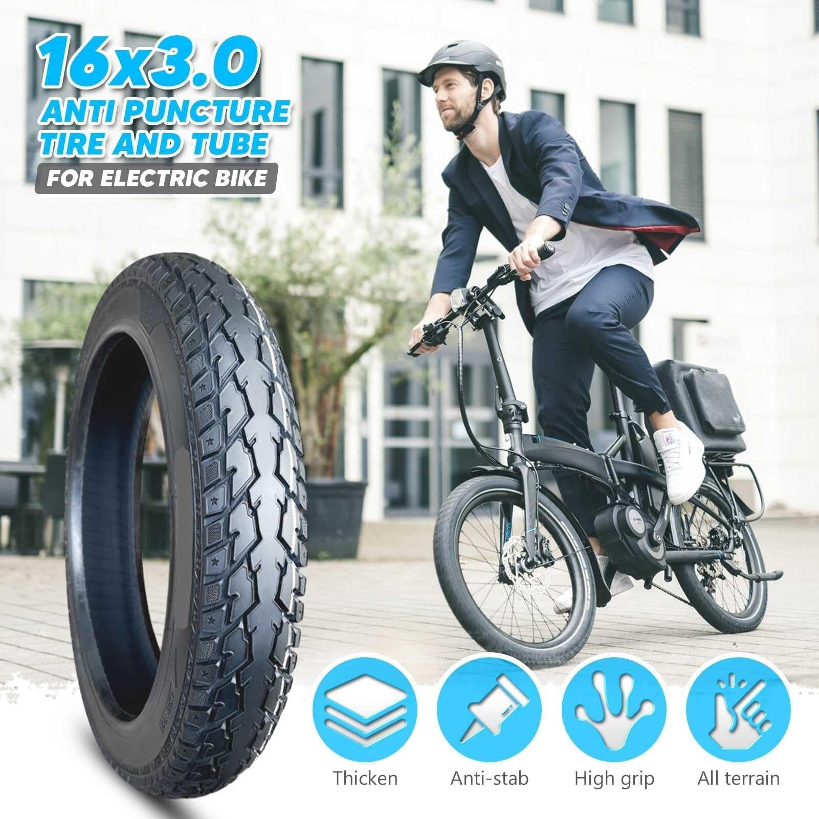 16x3.0 Opona i Dętka do Roweru Elektrycznego Wszystkie Nawierzchnie Odporna na Przebicia 16-3.0 Zawór Schradera 16 3.0 Gruba Opona dla E-Bike