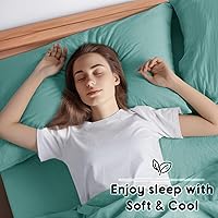 Vista 5 de SONORO KATE - Sábanas 100% de lino puro francés, transpirables y duraderas, antidesgarros, lavables a máquina, bolsillo profundo de 16 pulgadas, 4