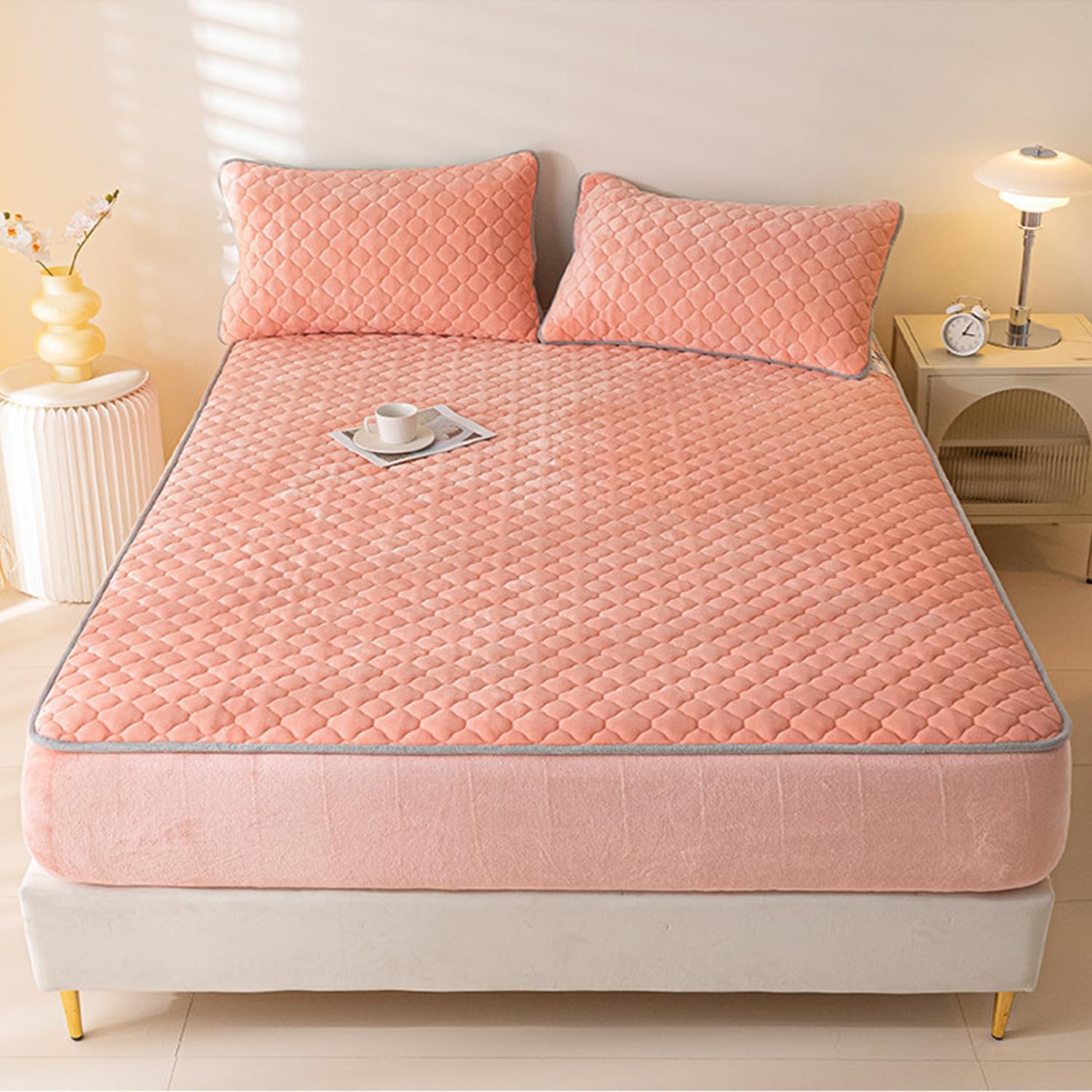 Thicken Fitted Sheet Milk Velvet Mattress Protector Warm Soft Mattress Cover 12In Deep Pocket Mattress Pad Cover Skin Friendly Mattress Topper Washable for Dormitory,Dark Blue,120x200cm(Full)