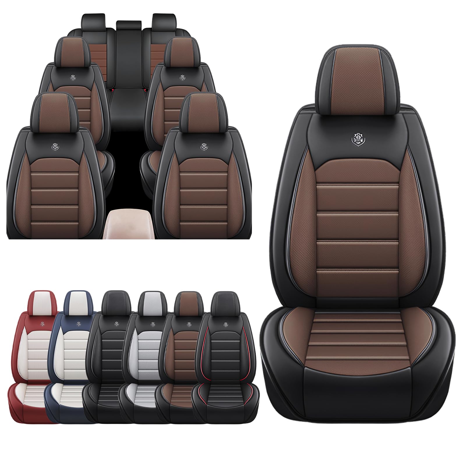 JOJ Car Seat Cover for kia Sedona Seat Covers for Cars 2011-2021,Leather Waterproof Car Seat Covers Full Set,All Weather Tech Car Seat Protector,7