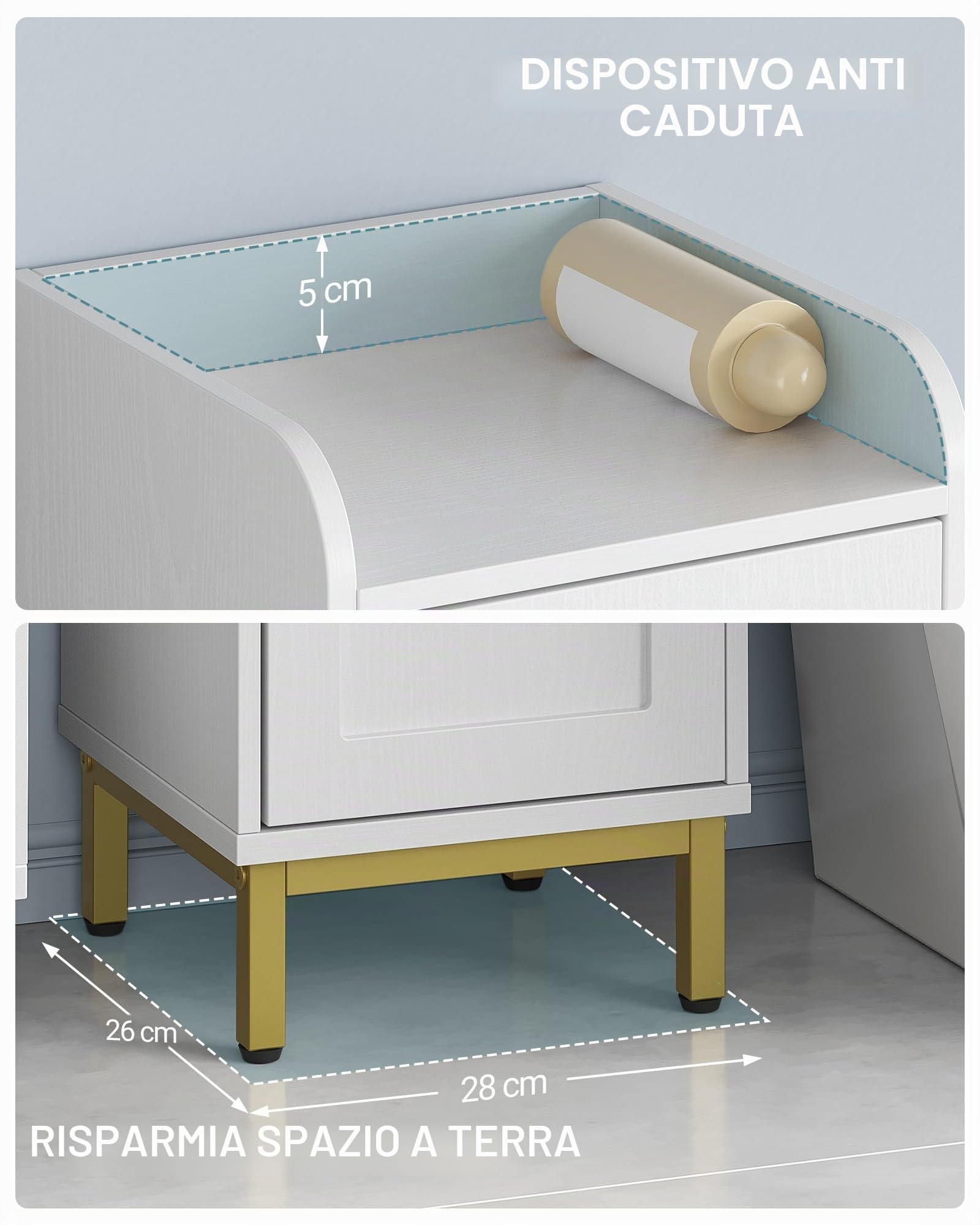 Hzuaneri Mobile da Bagno Alto, Armadio a Colonna da Bagno Salvaspazio, 4 Ripiani Regolabili e 4 ante, con piedini regolabili, per Bagnos, Soggiorno, camera da letto, 26 x 28 x 180 cm, Bianco BC43313G