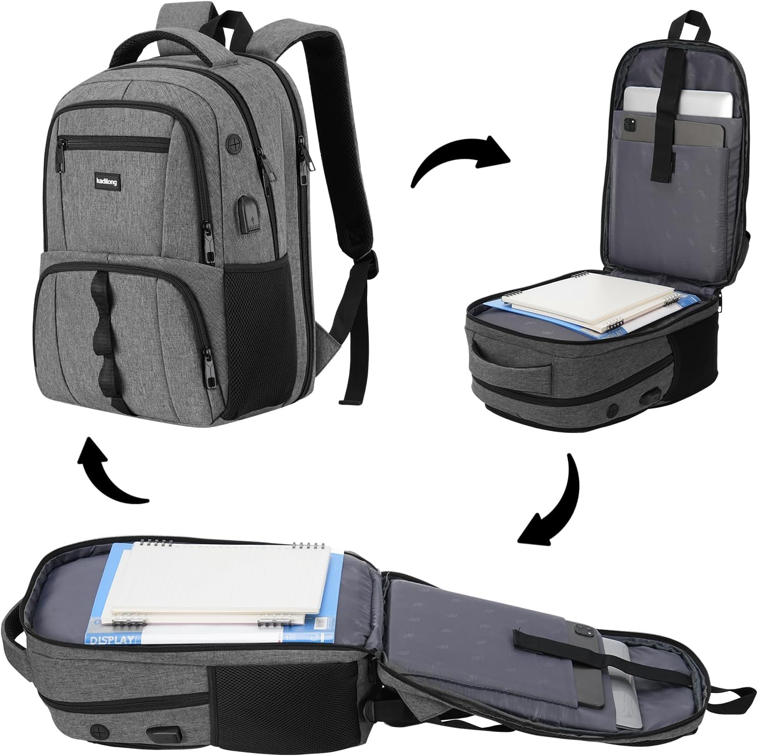 17.3 Inch Travel Laptop Backpacks Men for Business, School Bookbag for Boys Student in High School College,Anti Theft Computer Bag with Laptop Compartment and USB Charging Port,Water Resistant - Image 2