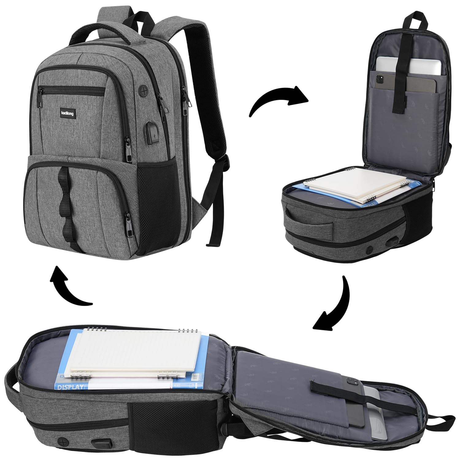 17.3 Inch Travel Laptop Backpacks Men for Business, School Bookbag for Boys Student in High School College,Anti Theft Computer Bag with Laptop Compartment and USB Charging Port,Water Resistant : Electronics