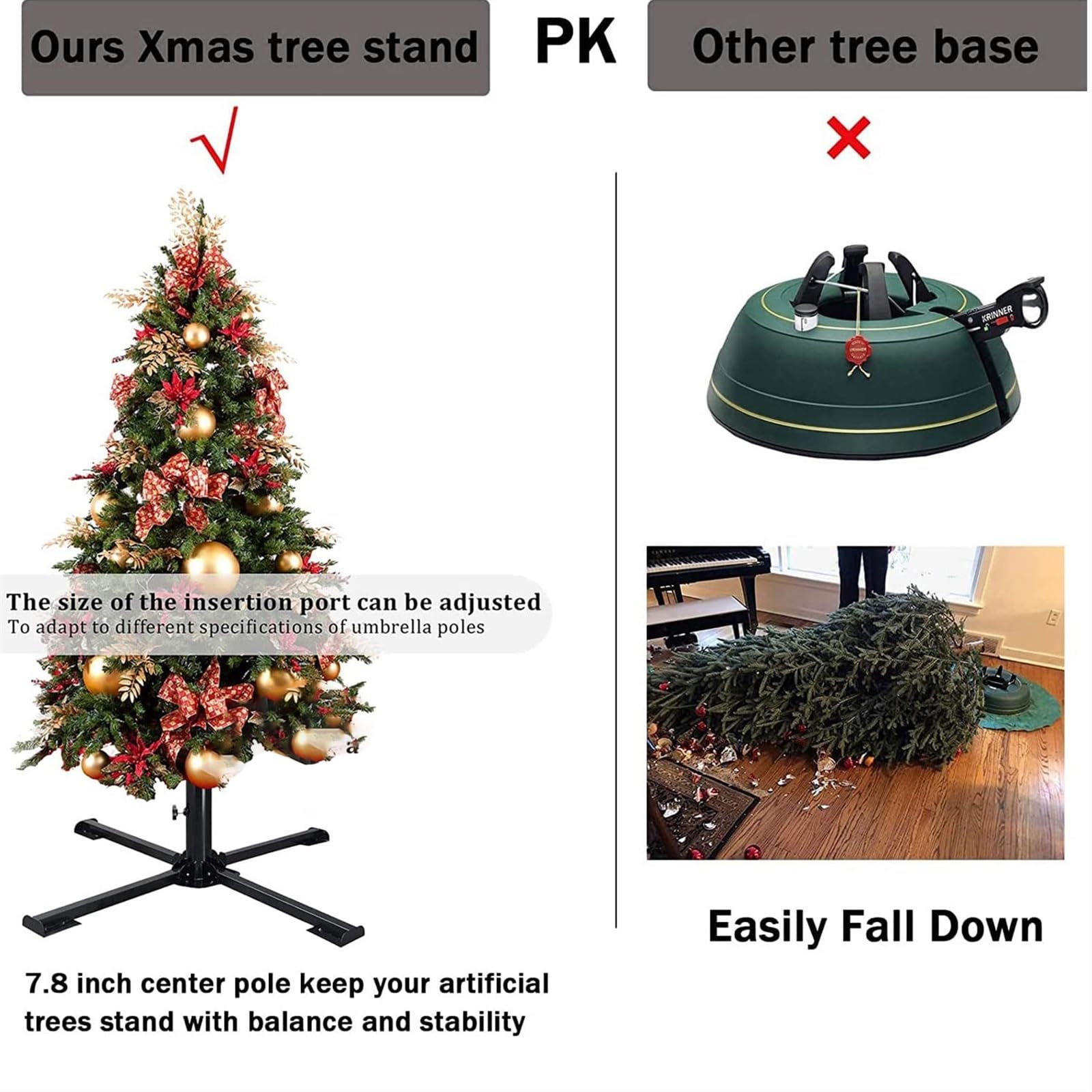 INEOUT Porta di Metallo di Natale Piegabile ripiegante Retrable Stabile Base di Supporto for Alberi di Natale for Il Supporto di Bandiera Parasol all'aperto