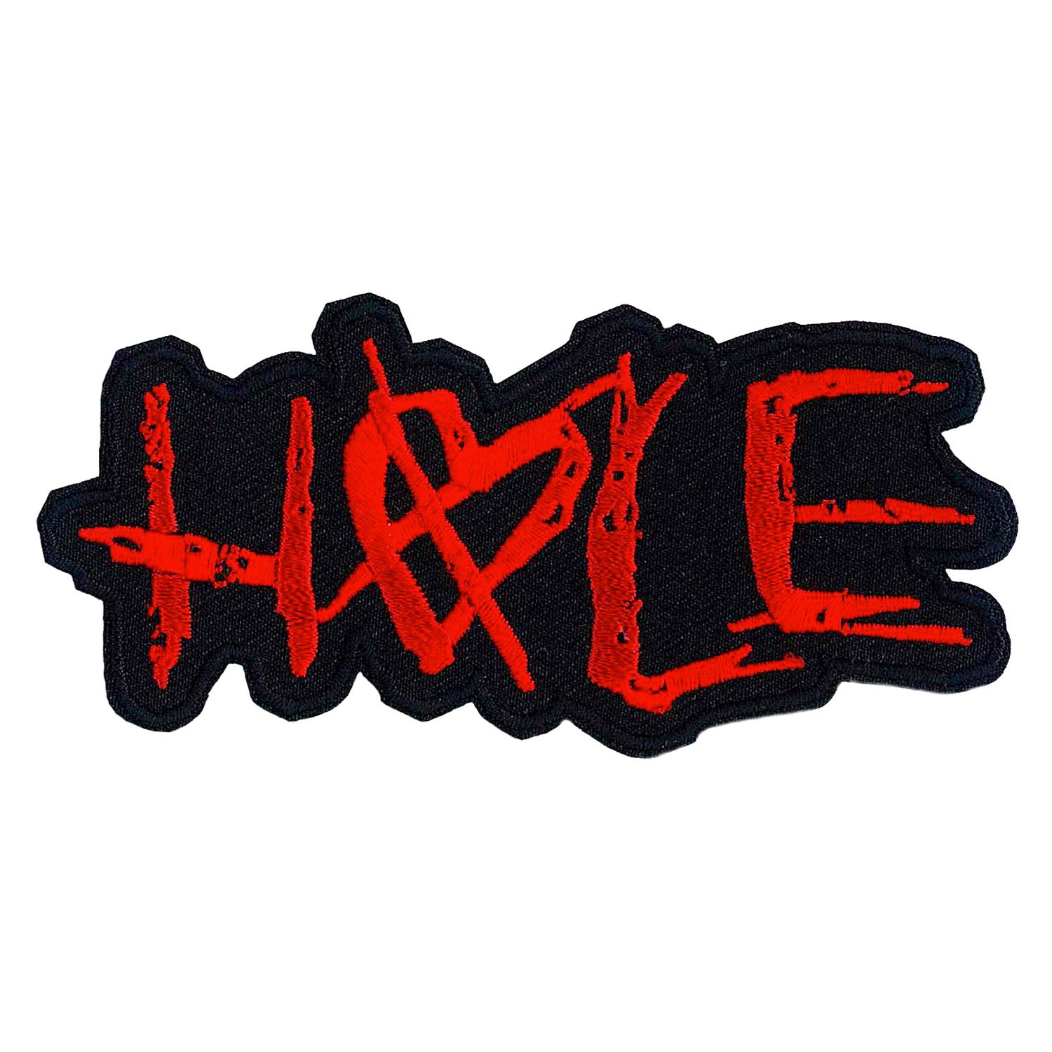 Patch logo rouge trou multicolore pour personnaliser une veste en jean