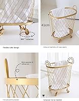 Vista 3 de Cesta de lavandería con ruedas de hierro forjado, cesta de almacenamiento de juguetes, cesta de almacenamiento de cocina, cesta de lavandería