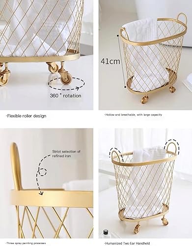 Miniatura 7 de Cesta de lavandería con ruedas de hierro forjado, cesta de almacenamiento de juguetes, cesta de almacenamiento de cocina, cesta de lavandería con